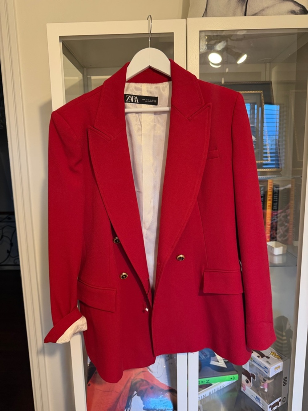 Zara Bright Red Double-Breasted Blazer